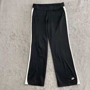 Nike Women's Size M Black Straight Active Pants White Side Stripes